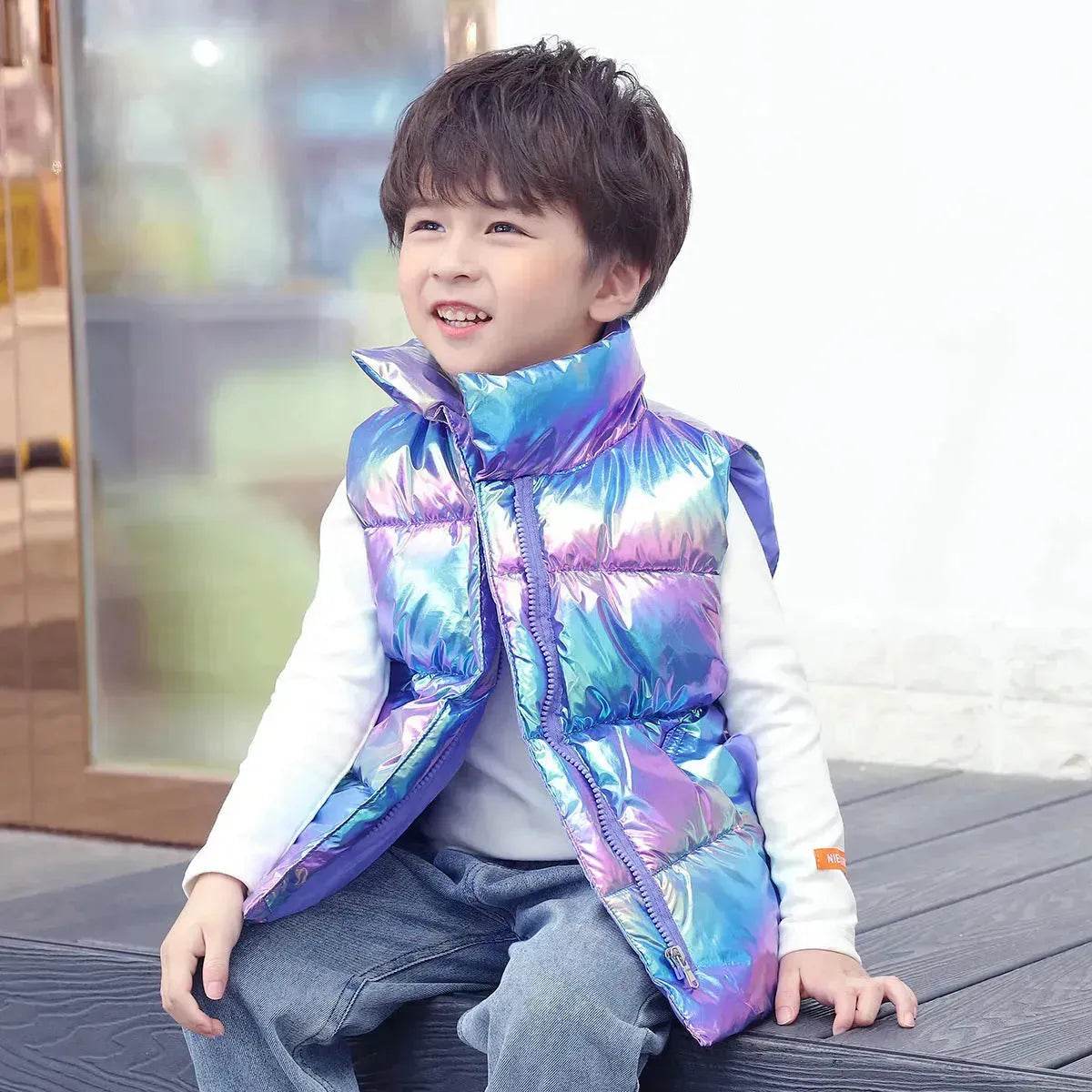 Down Cotton Vest Autumn And Winter Waistcoat Winter Clothing Children Sleeveless Puffer jacket - www.Shopthatapp.com