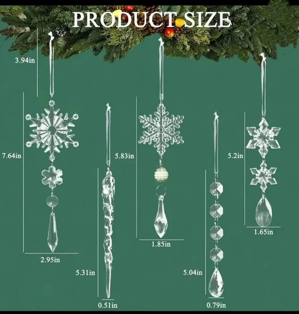 10pcs Christmas Tree Hanging Pendants Acrylic Ice Strip Snow Ceiling Xmas Ornaments New Year Christmas Decoration Home Decor - www.Shopthatapp.com