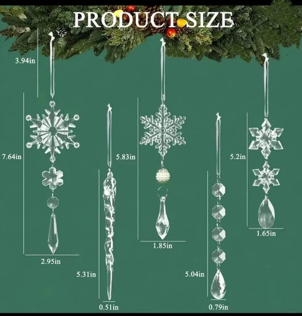 10pcs Christmas Tree Hanging Pendants Acrylic Ice Strip Snow Ceiling Xmas Ornaments New Year Christmas Decoration Home Decor - www.Shopthatapp.com