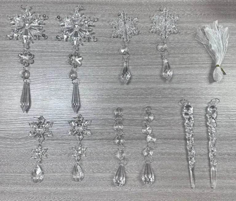 10pcs Christmas Tree Hanging Pendants Acrylic Ice Strip Snow Ceiling Xmas Ornaments New Year Christmas Decoration Home Decor - www.Shopthatapp.com
