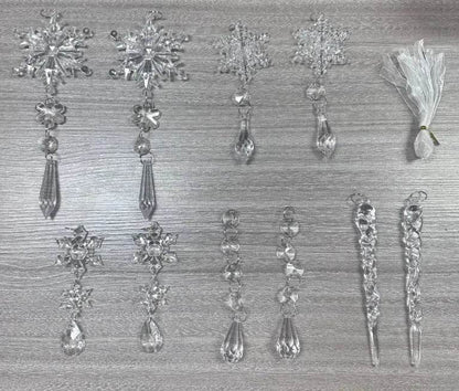 10pcs Christmas Tree Hanging Pendants Acrylic Ice Strip Snow Ceiling Xmas Ornaments New Year Christmas Decoration Home Decor - www.Shopthatapp.com