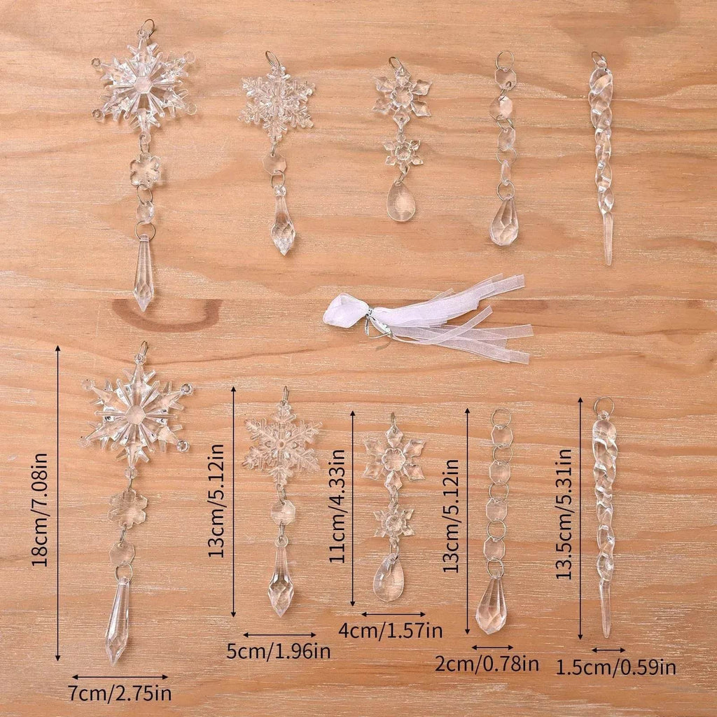 10pcs Christmas Tree Hanging Pendants Acrylic Ice Strip Snow Ceiling Xmas Ornaments New Year Christmas Decoration Home Decor - www.Shopthatapp.com