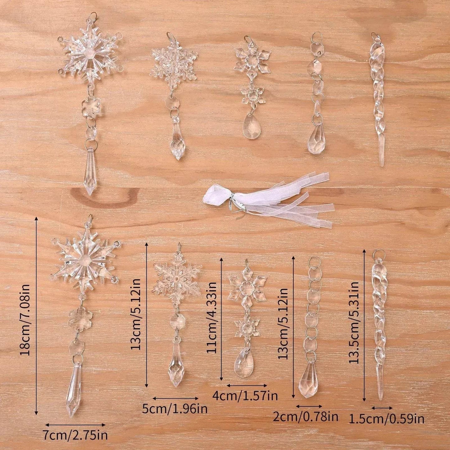 10pcs Christmas Tree Hanging Pendants Acrylic Ice Strip Snow Ceiling Xmas Ornaments New Year Christmas Decoration Home Decor - www.Shopthatapp.com