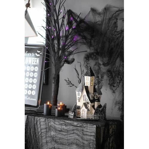 10x8.3x13.5 Cardboard Lighted Haunted House, Black Beige Tabletop Holiday Halloween Decor, Battery Powered - www.Shopthatapp.com #