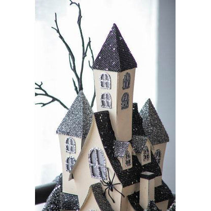 10x8.3x13.5 Cardboard Lighted Haunted House, Black Beige Tabletop Holiday Halloween Decor, Battery Powered - www.Shopthatapp.com #