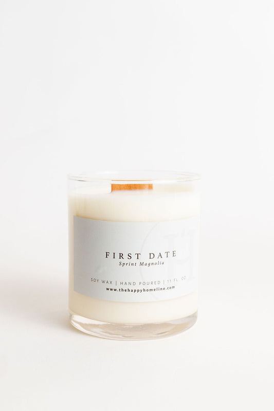 11 oz First Date Wood Wick Candle-Candles, etc-www.Shopthatapp.com-The Happy Home Line