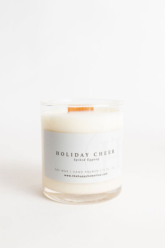 11 oz Holiday Cheer Wood Wick Candle-Candles, etc-www.Shopthatapp.com-The Happy Home Line