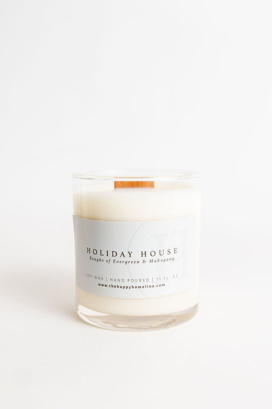 11 oz Holiday House Wood Wick Candle-Candles, etc-www.Shopthatapp.com-The Happy Home Line