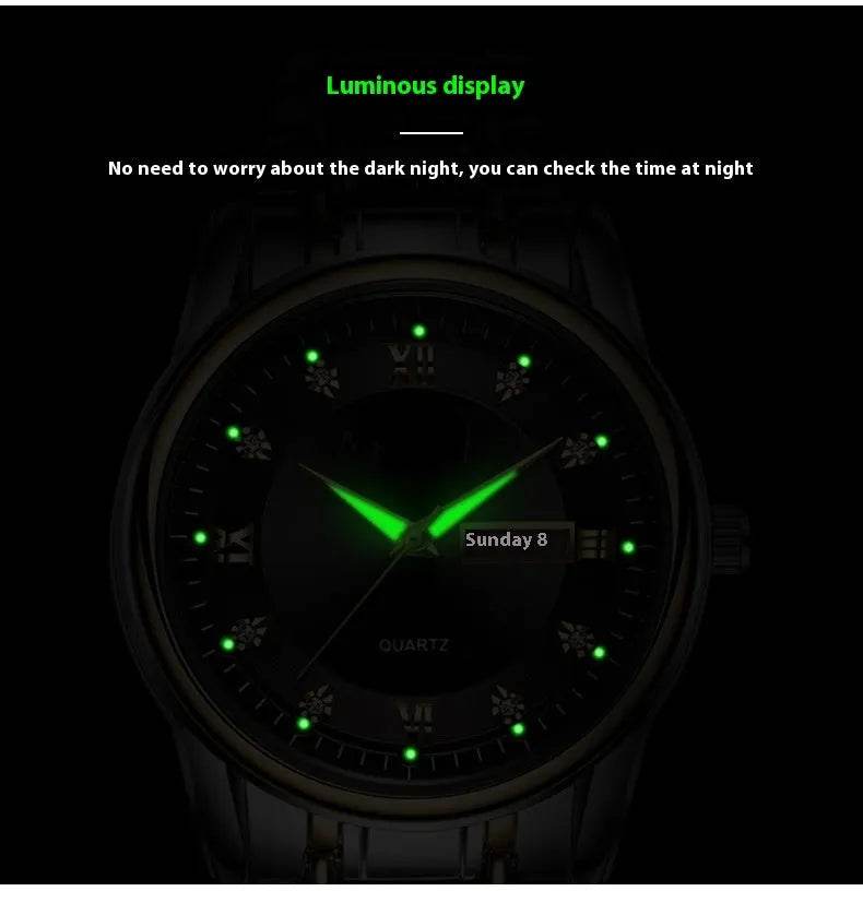 Ultra-thin Steel Strap Double Calendar Luminous Watrproof Watch - www.Shopthatapp.com