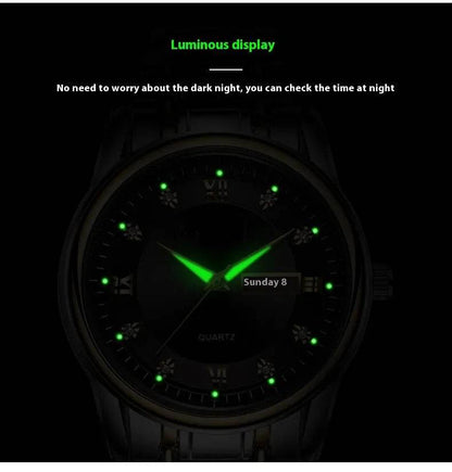 Ultra-thin Steel Strap Double Calendar Luminous Watrproof Watch - www.Shopthatapp.com