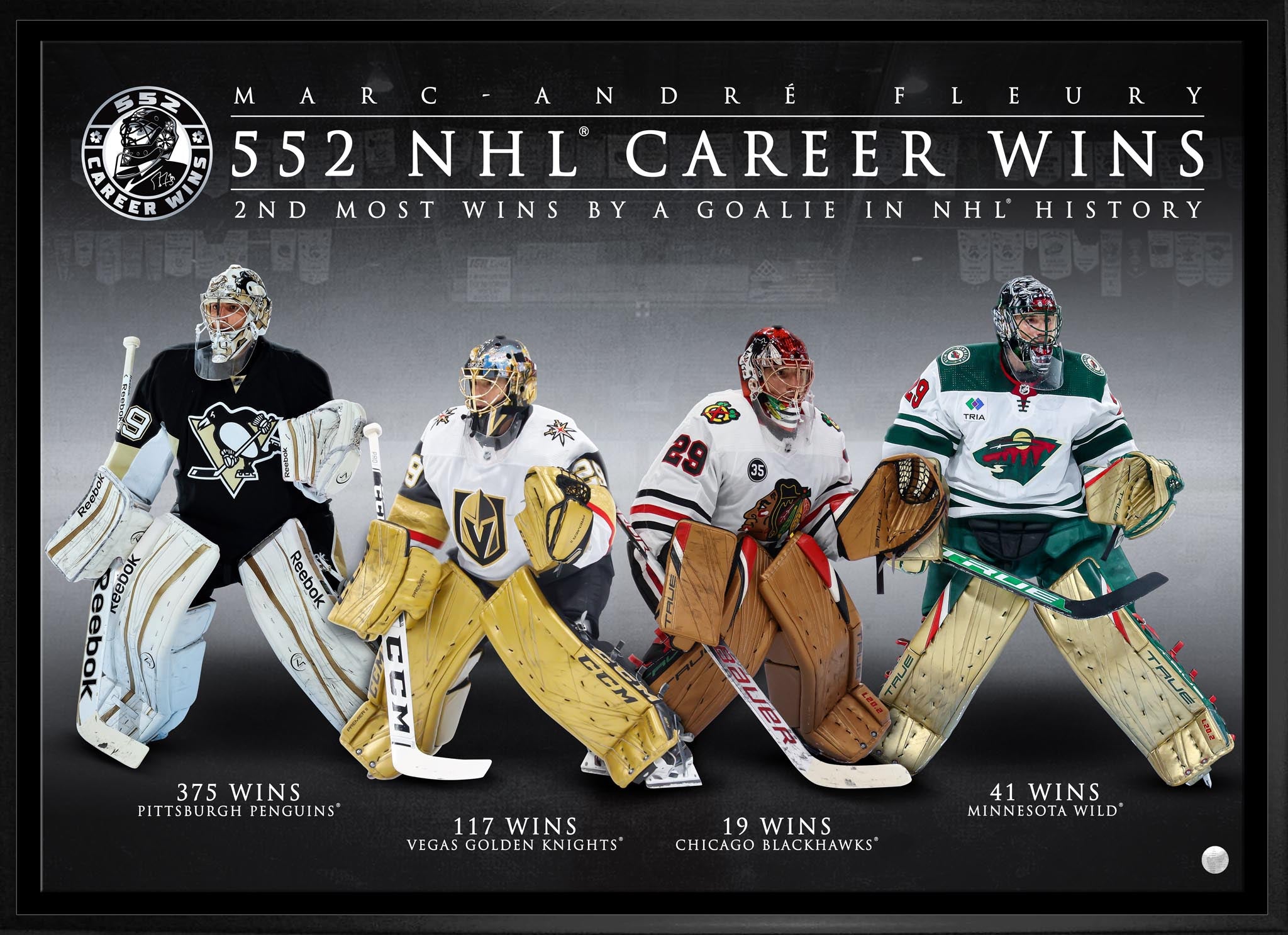 Marc-Andre Fleury Framed 20x29 Canvas 552 Career Wins - www.Shopthatapp.com