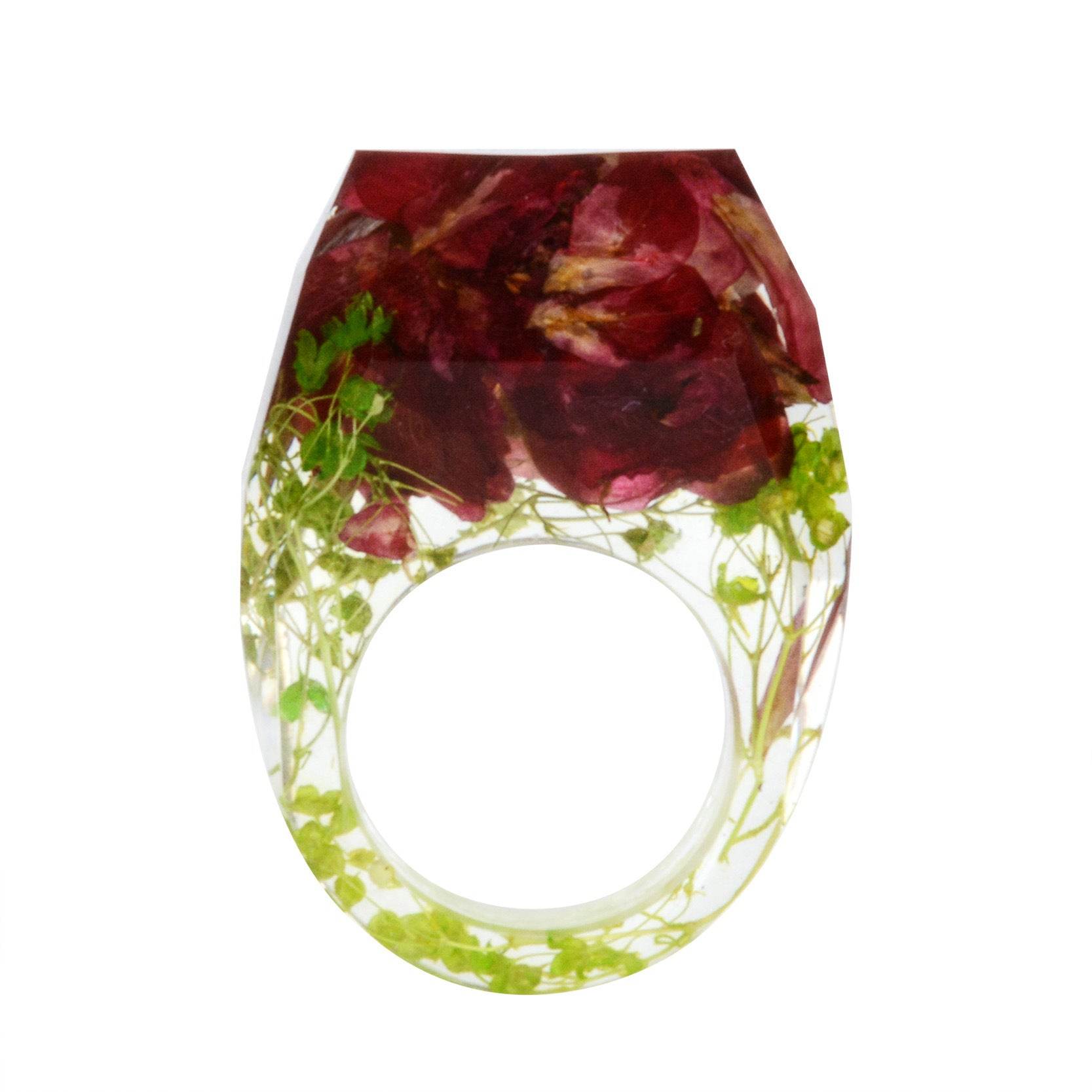 Dried Flower Resin Forest Handmade Dried Flower Epoxy Ring - www.Shopthatapp.com