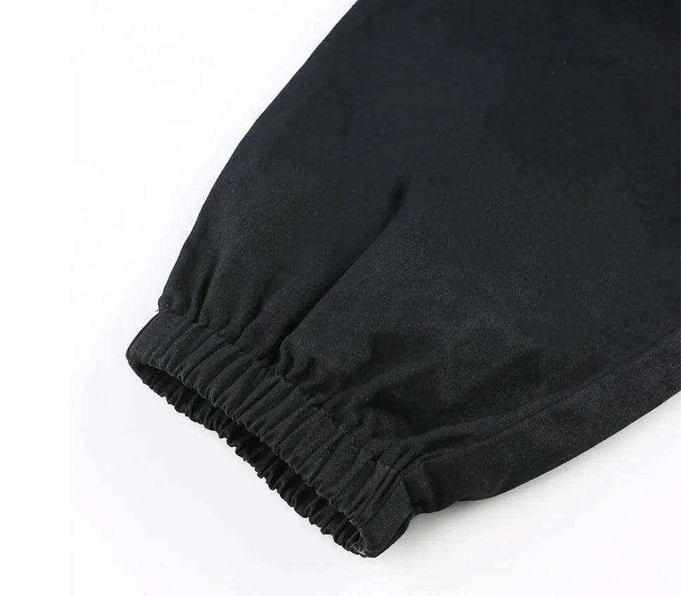 White Stripe Cargo Pants Women Trousers Pockets Patchwork Contrast Color High Waist Pants Hip Hop Capris - www.Shopthatapp.com