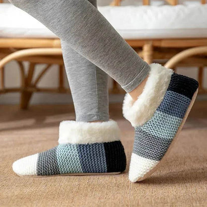 Women's Color-matching Knitted Plush Floor Socks Home Indoor Warm Non-slip Carpet Socks Winter Fashion - www.Shopthatapp.com