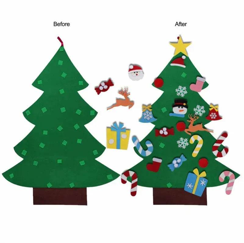 DIY Felt Christmas Tree New Year Toddler Kids Handmade Gift Toys Door Wall Hanging Ornaments Holiday Party Home Decor Set - www.Shopthatapp.com