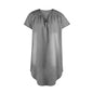 Round Neck Pleated Loose Solid Color Casual Plus Size Denim Dress - www.Shopthatapp.com