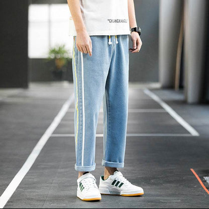 Men Casual pants Denim Jeans trousers, wide-leg pants - www.Shopthatapp.com