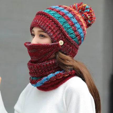 Fall Winter knitted Woolen Balaclava Beanie hat for women - www.Shopthatapp.com