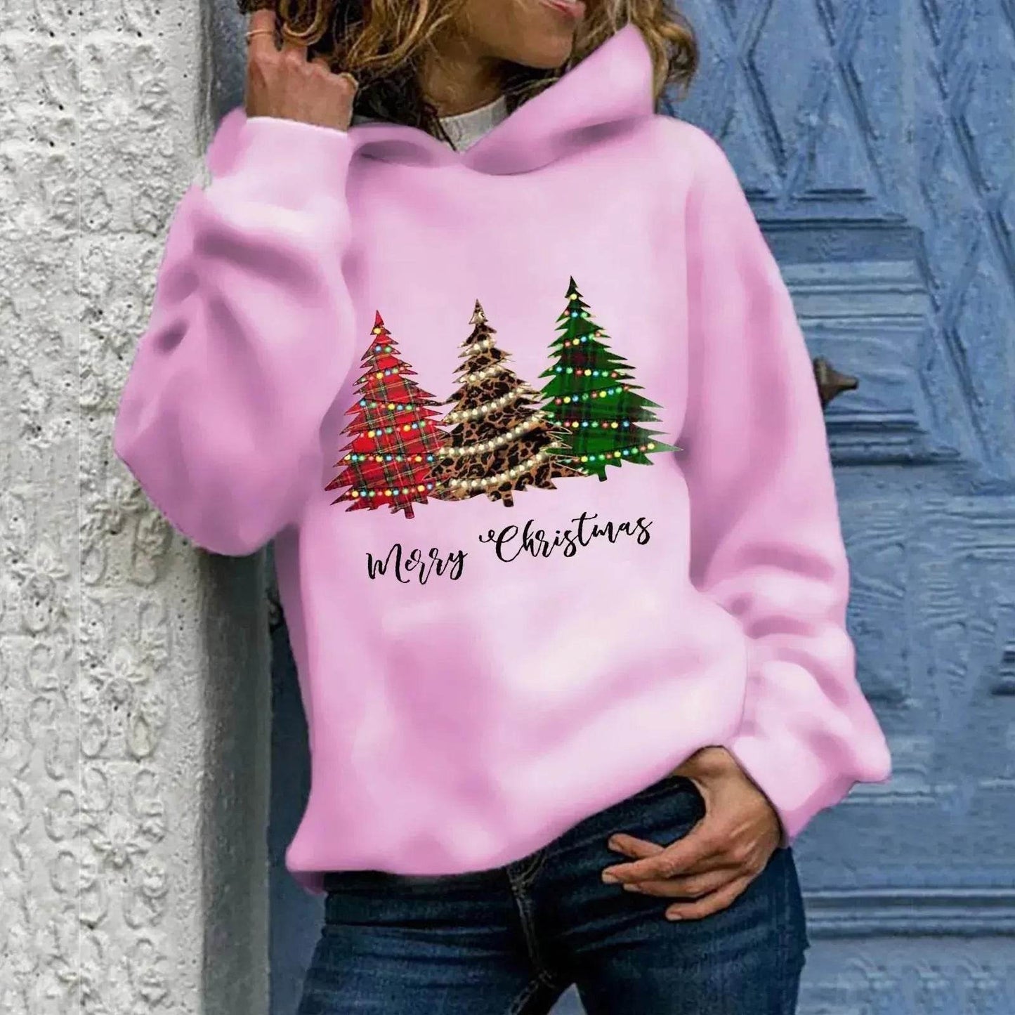 Merry Christmas tree Cashmere hoodie sweater loose top - www.Shopthatapp.com