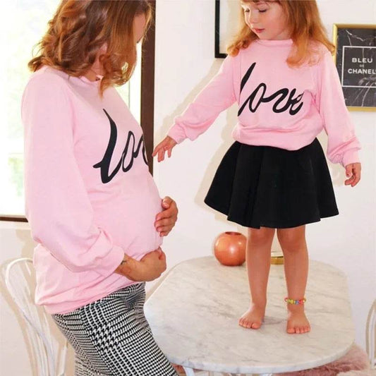 Women Maternity Sweatshirt Love Printed Parent-child Sweatshirt - www.Shopthatapp.com