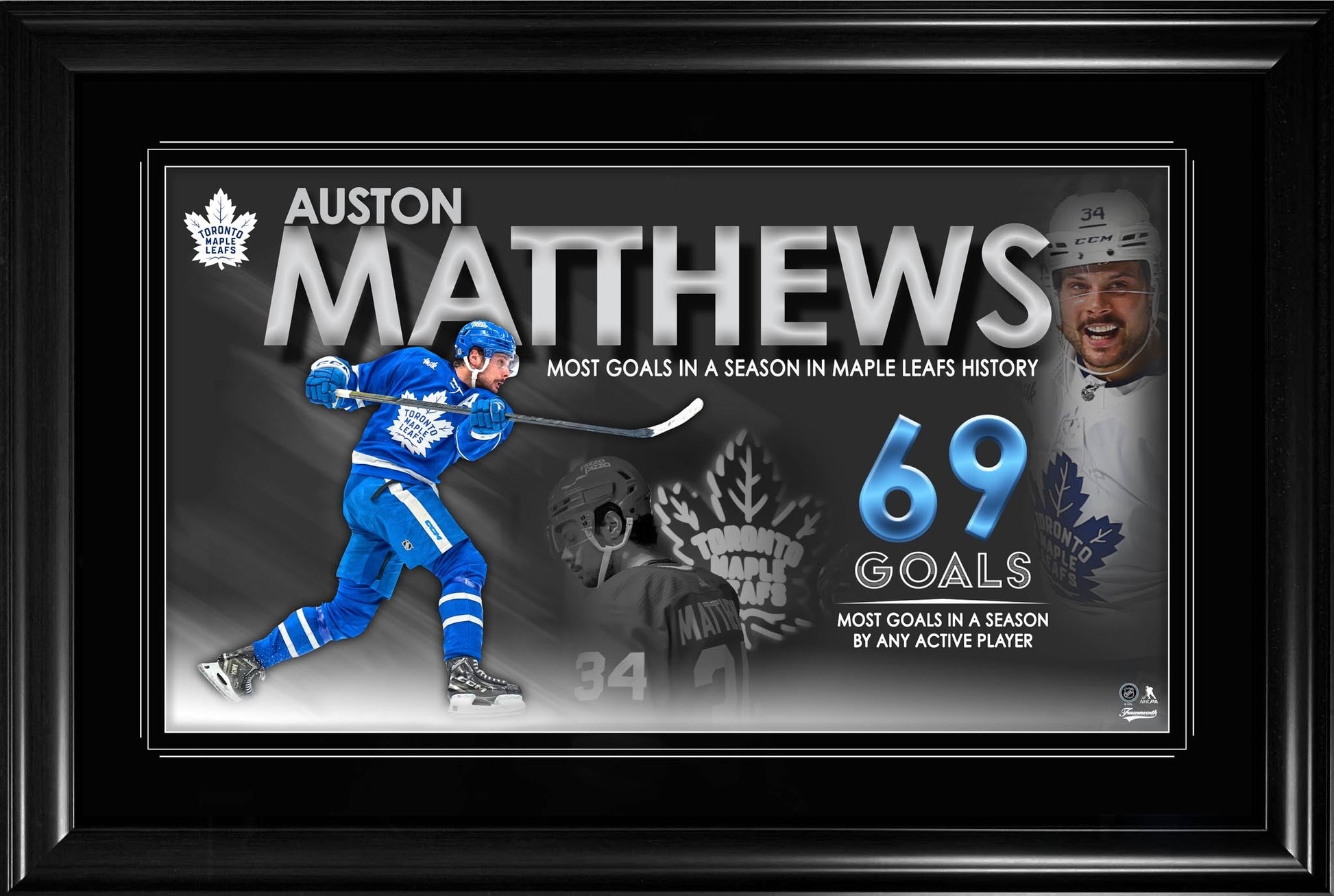 Auston Matthews 69 Goal Collage Framed Toronto Maple Leafs - www.Shopthatapp.com