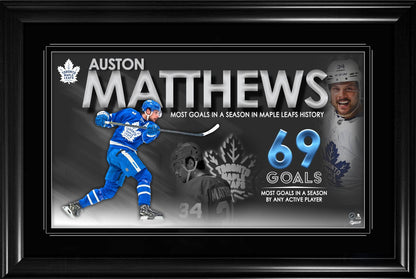 Auston Matthews 69 Goal Collage Framed Toronto Maple Leafs - www.Shopthatapp.com