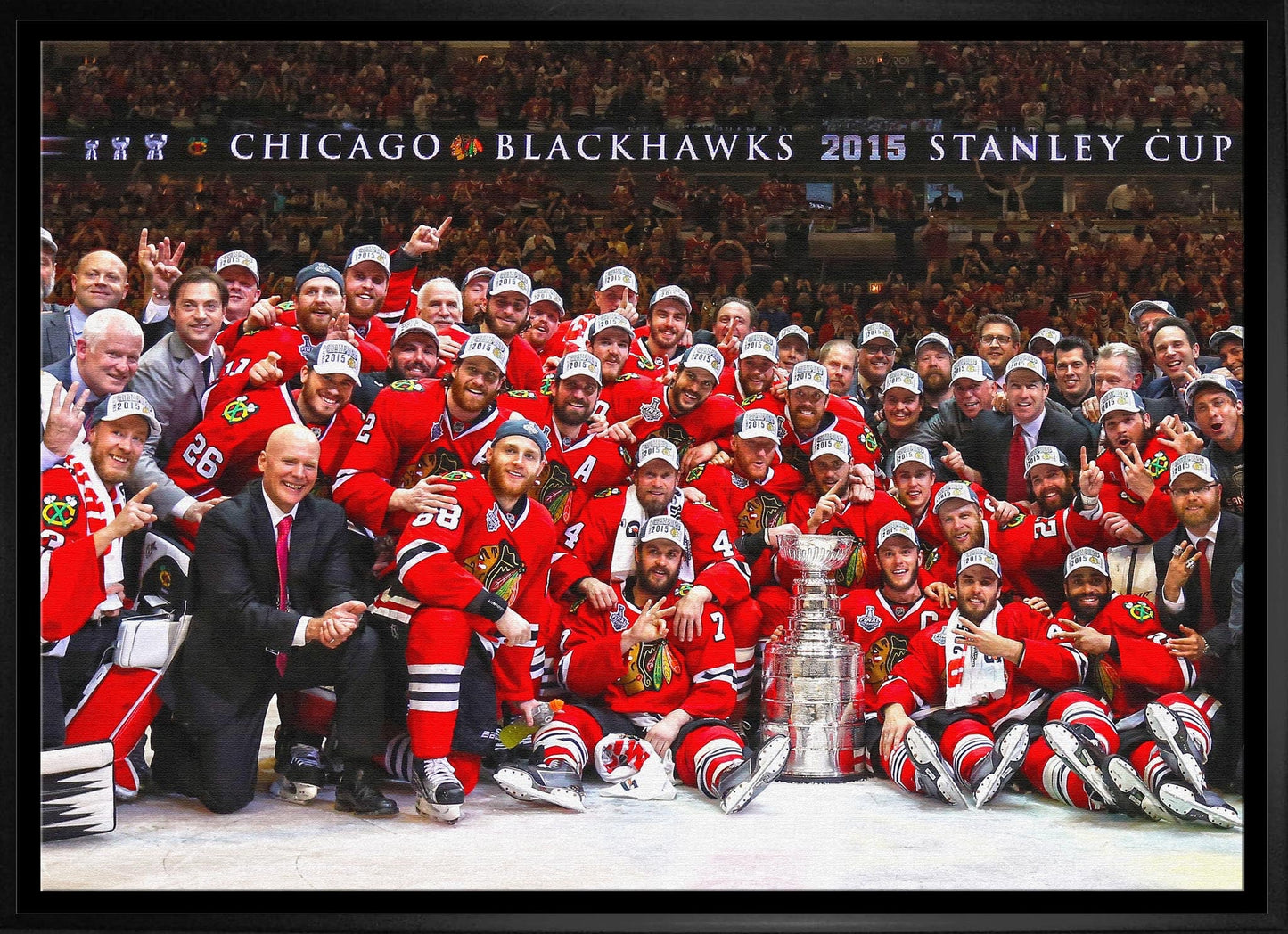 Chicago Blackhawks 20x29 Framed Canvas 2015 Stanley Cup - www.Shopthatapp.com