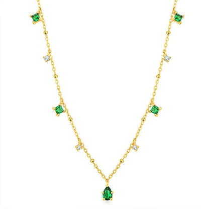 Generous water drop emerald zircon necklace - www.Shopthatapp.com