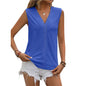 Summer Sleeveless Lace Blouse Tops Women V-neck top - www.Shopthatapp.com