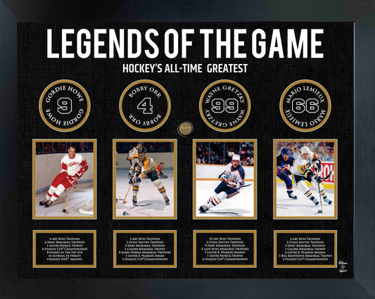 Legends of Hockey: Howe, Orr, Gretzky, Lemieux - Framed Collage - www.Shopthatapp.com