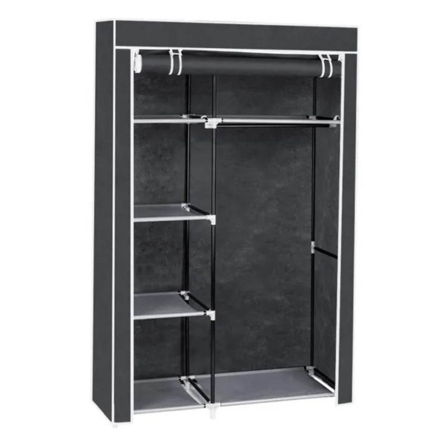 64 Portable Closet Storage Organizer Wardrobe Clothes Rack With Shelves Gray - www.Shopthatapp.com