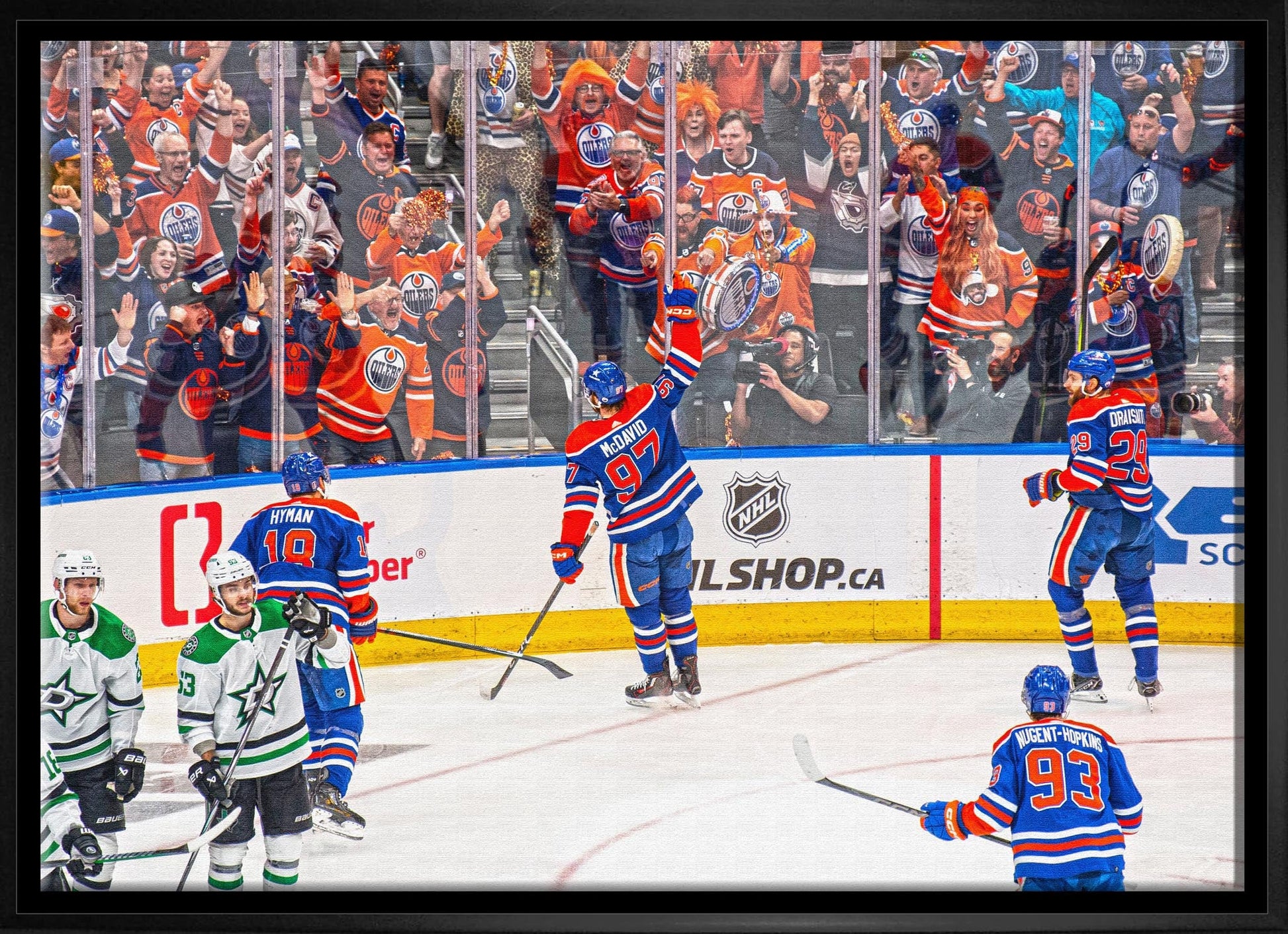 Edmonton Oilers 20x29 Framed Canvas Conference Final Celebration - www.Shopthatapp.com