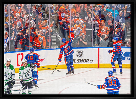 Edmonton Oilers 20x29 Framed Canvas Conference Final Celebration - www.Shopthatapp.com