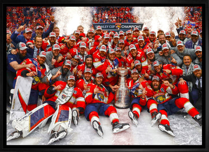 Florida Panthers 20x29 Framed Canvas 2024 Stanley Cup - www.Shopthatapp.com