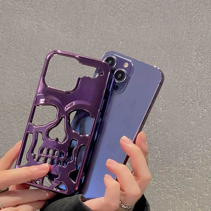 Luxury 3D Skull Metallic Glossy Gothic Phone Case compatible wit Apple - www.Shopthatapp.com