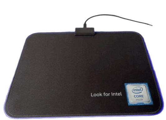 Tapis de souris gaming Intel Blue LED - USB lumineux - antidérapant (365 x 255 mm)