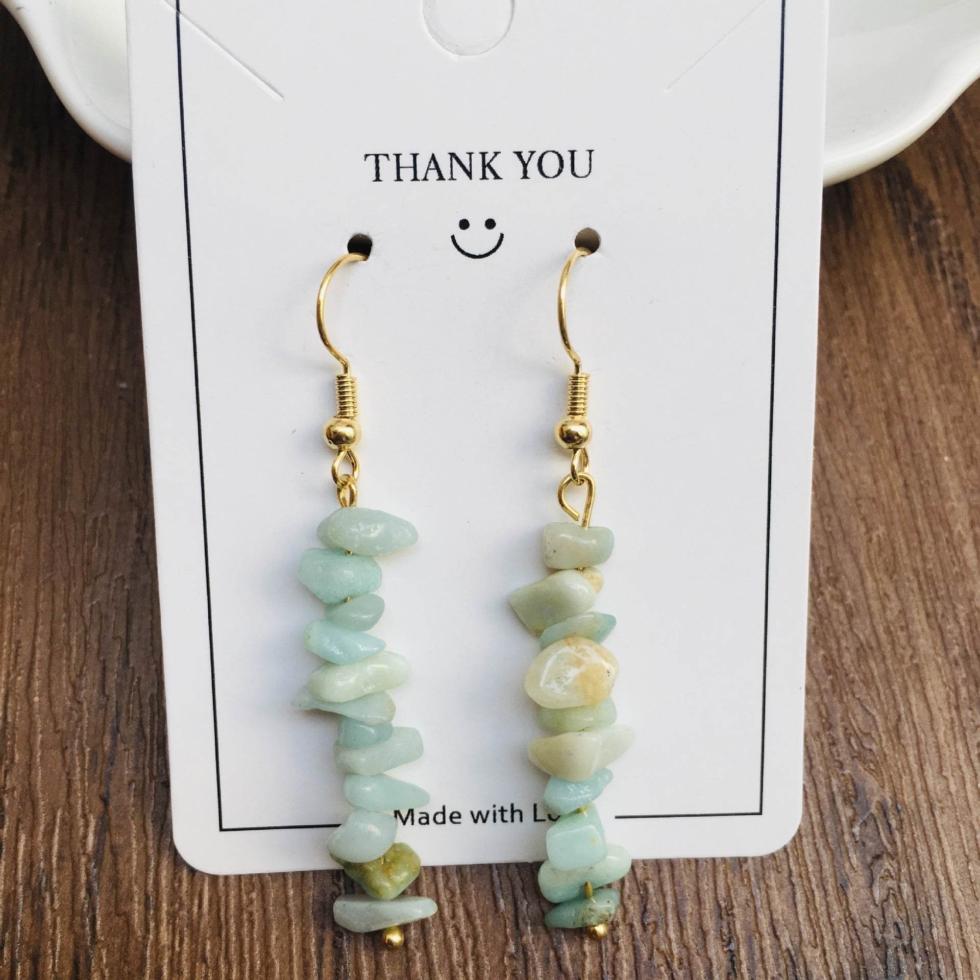 Handmade DIY Natural Crystal Stone Beaded Earrings - www.Shopthatapp.com