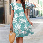 Ruffle Sleeve Dress Summer Loose Flower Print Beach Dresses Sweet Skirt Women - www.Shopthatapp.com
