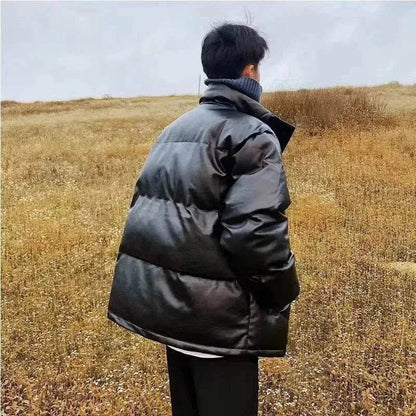 Winter Men's Down Cotton-padded Winter Coat Thick Black Puffer Jacket - www.Shopthatapp.com