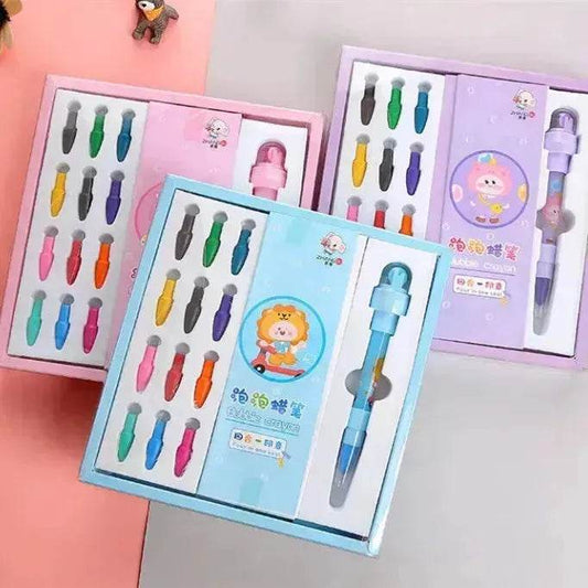 12 Color Bubble Crayon Painting Graffiti Seal for Children - www.Shopthatapp.com #