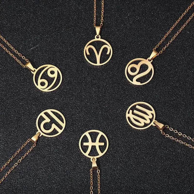 12 Constellation Necklace Accessories Stainless Steel Necklace - www.Shopthatapp.com