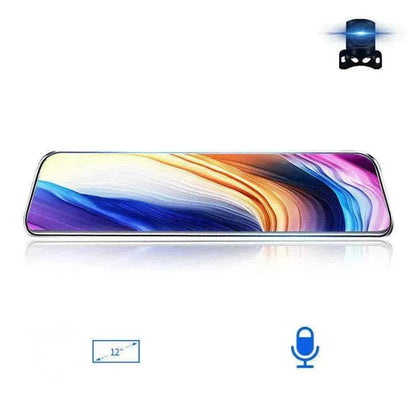 12-inch Smart Voice-activated  Car Rearview Mirror Tachograph, 170 wide angle,  Dashcam Camera Recorder. Front and Back view dual Camera. - www.Shopthatapp.com