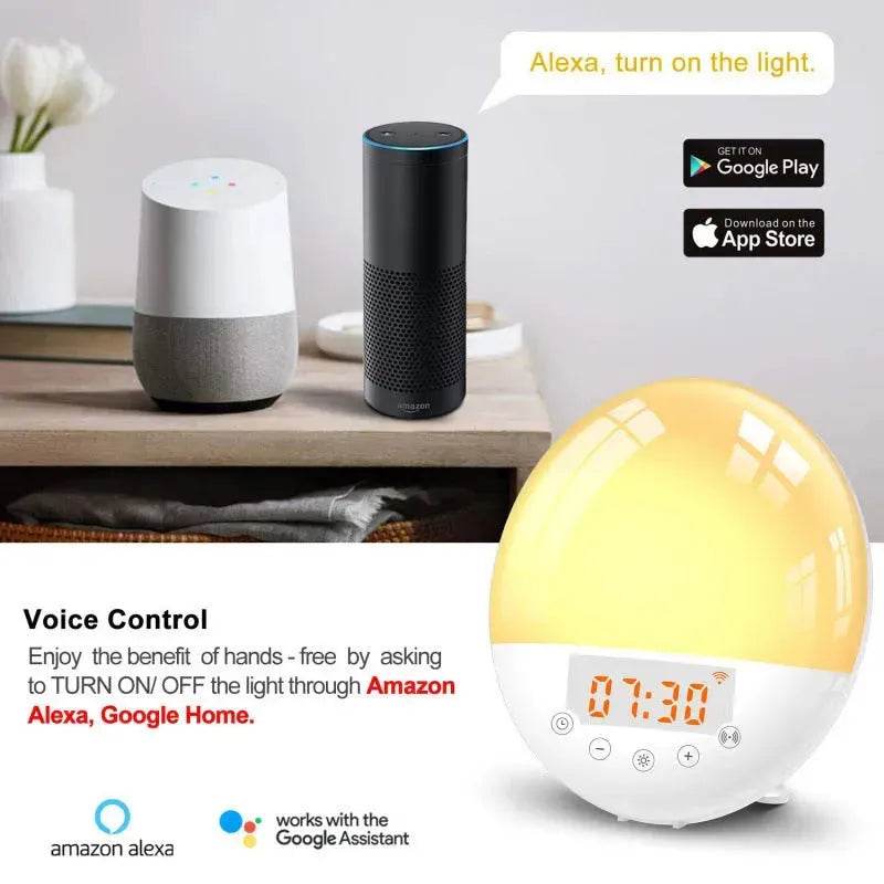 Wifi voice control smart wake-up light alarm clock - www.Shopthatapp.com