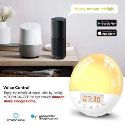 Wifi voice control smart wake-up light alarm clock - www.Shopthatapp.com