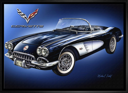 Corvette 20x29 Framed Canvas by Michael Fishel - www.Shopthatapp.com