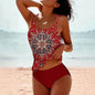 Bikini Beach Print Suspender Swimsuit Suit - www.Shopthatapp.com