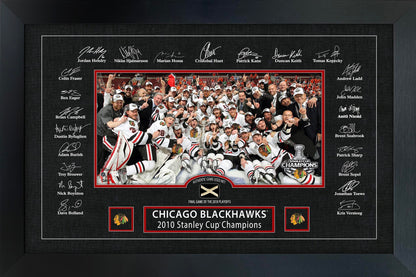 Chicago Blackhawks 2010 Stanley Cup Replica Signature Frame with Game-Used Net - www.Shopthatapp.com