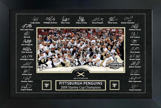 Pittsburgh Penguins 2009 Stanley Cup Replica Signature Frame with Game-Used Net - www.Shopthatapp.com