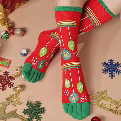 Cute Winter Christmas socks Five-finger  Elastic absorbent Split-toe - www.Shopthatapp.com