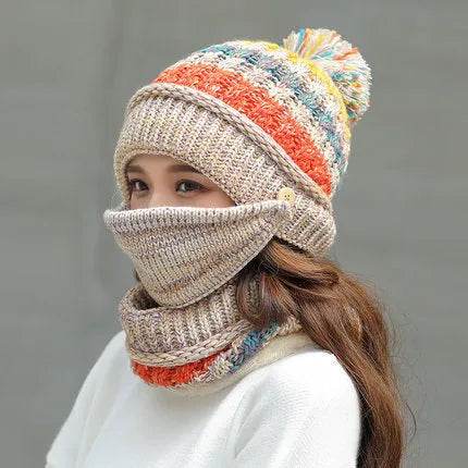 Fall Winter knitted Woolen Balaclava Beanie hat for women - www.Shopthatapp.com